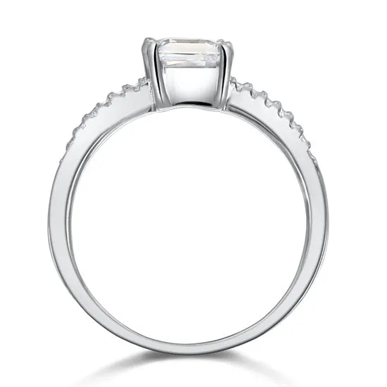 1 Carat Created Princess Diamond Engagement Sterling 925 Silver Ring XFR8024