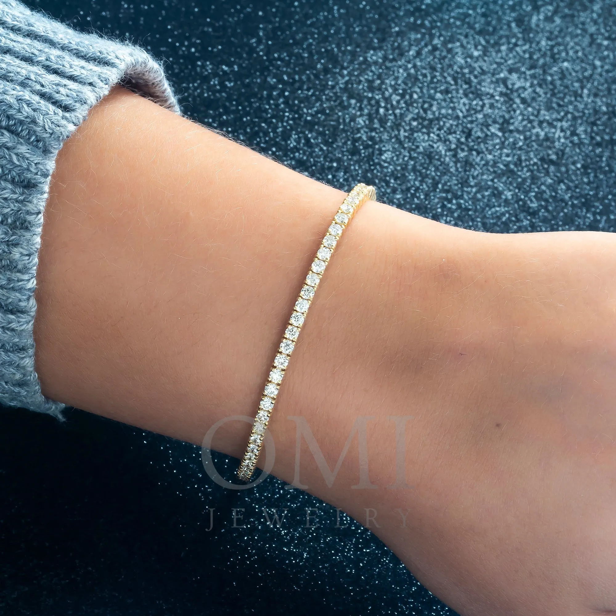 14K GOLD ROUND DIAMONDS TENNIS BRACELET 3.85 CT