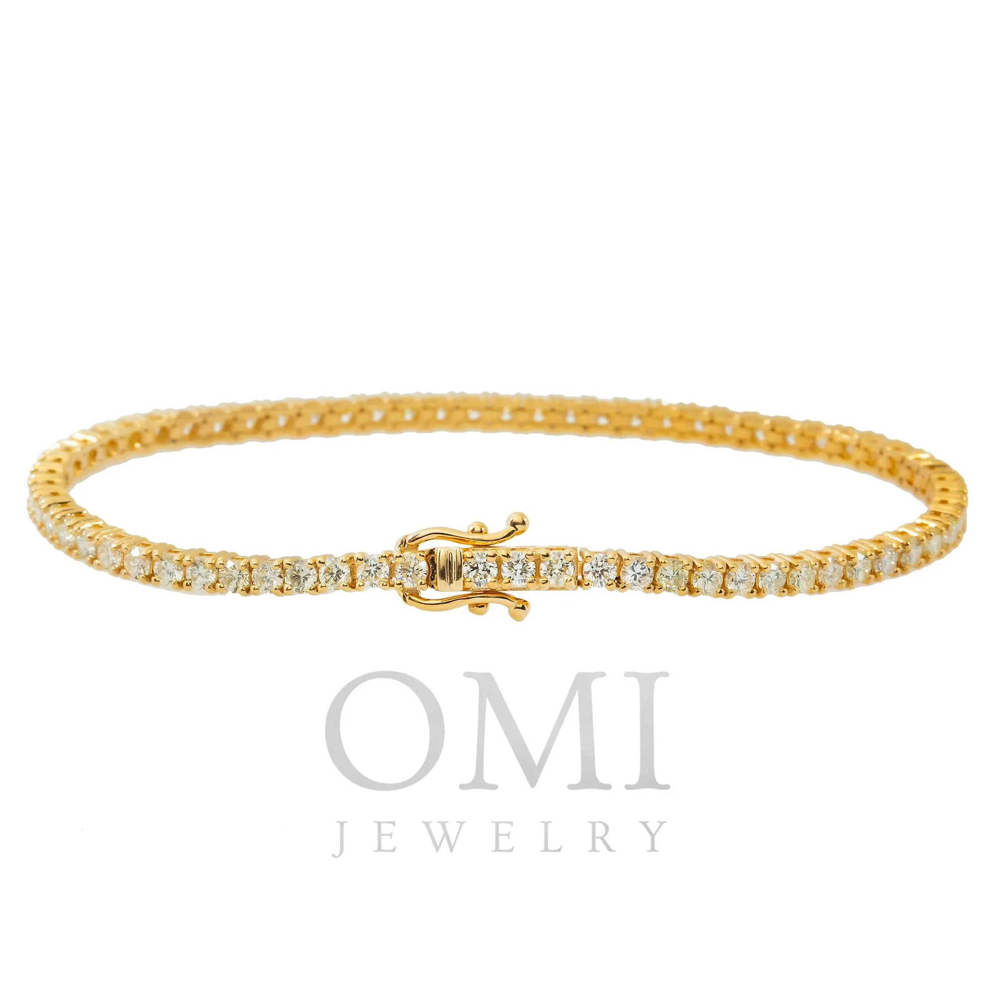 14K GOLD ROUND DIAMONDS TENNIS BRACELET 3.85 CT