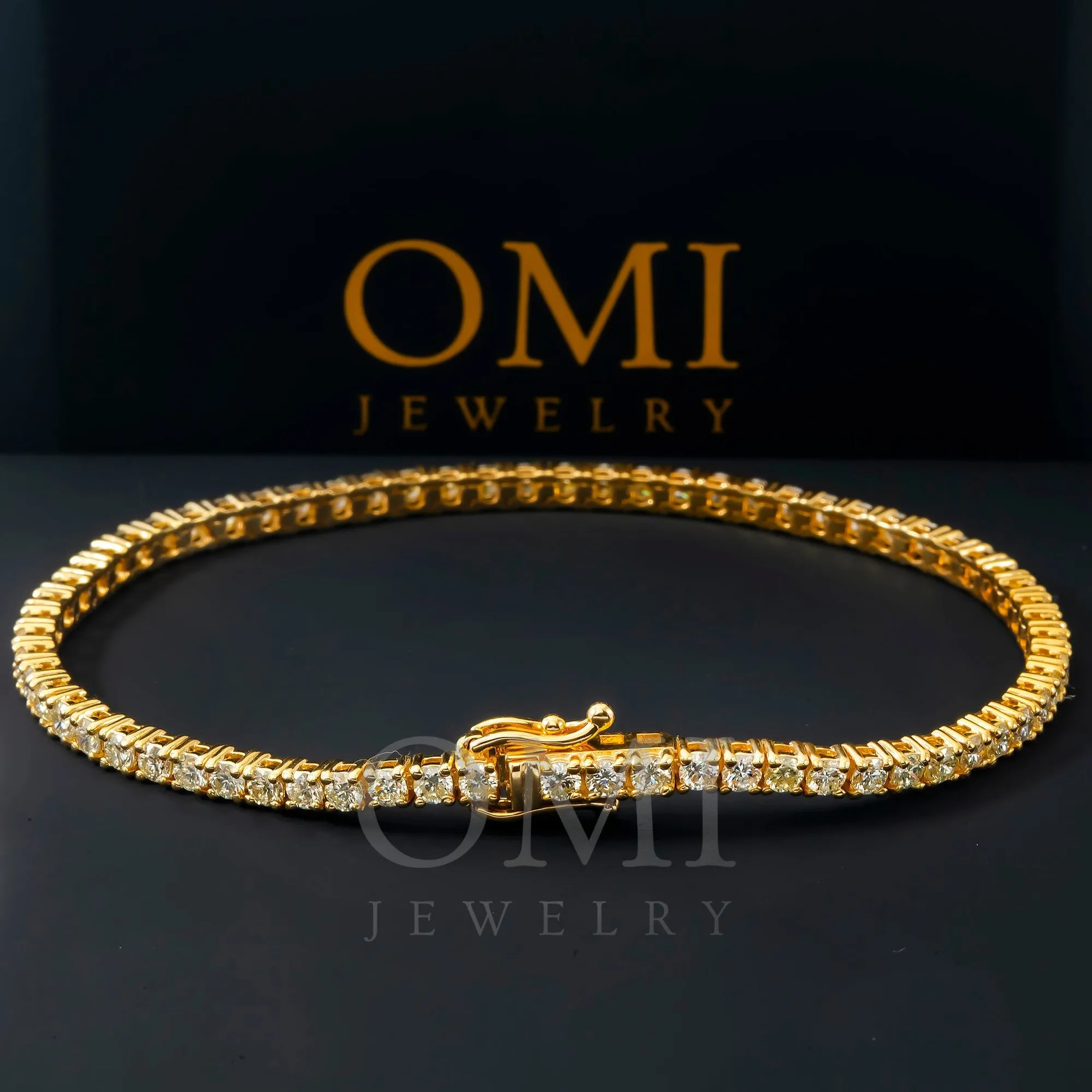 14K GOLD ROUND DIAMONDS TENNIS BRACELET 3.85 CT