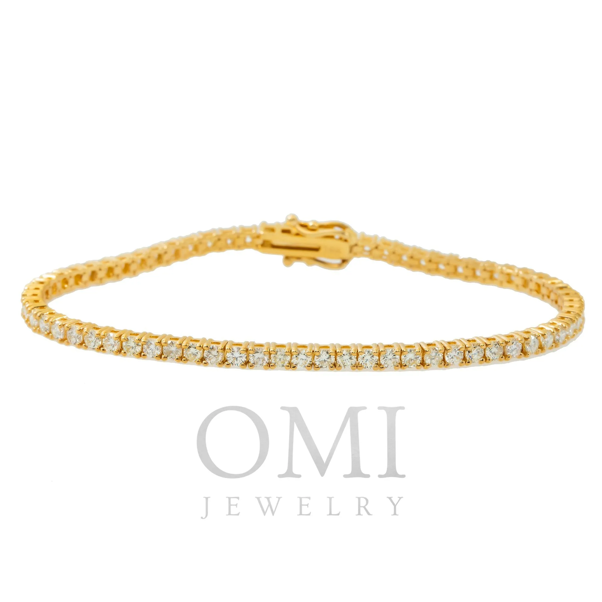 14K GOLD ROUND DIAMONDS TENNIS BRACELET 3.85 CT