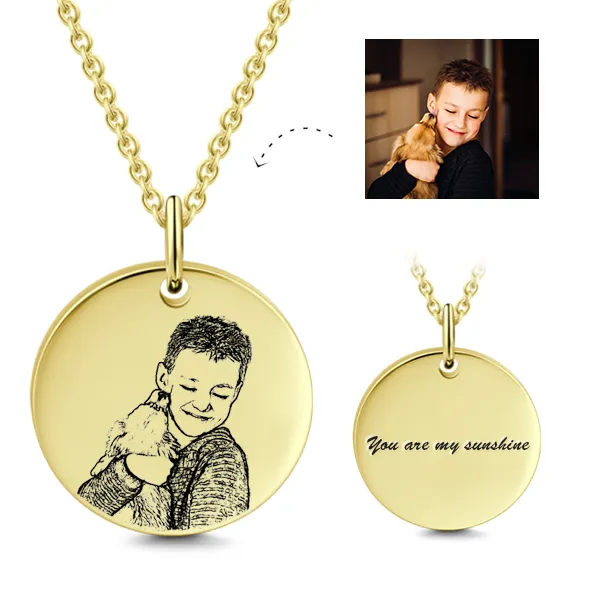 18K Gold Plated Personalized Photo Necklace- Personalize Necklace With Photo And Text