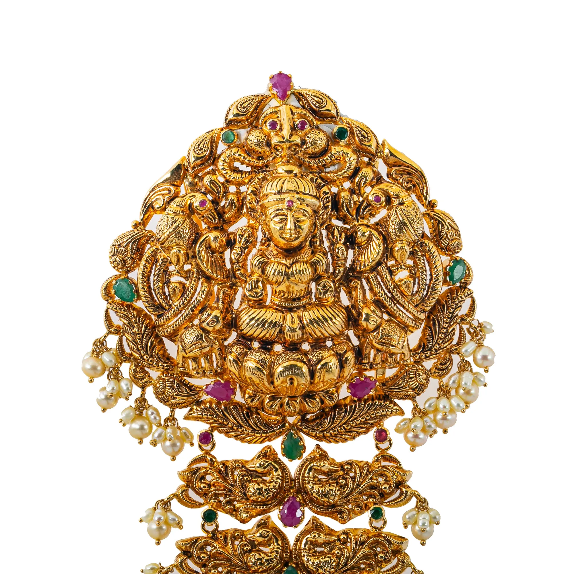 22K Antique Gold & Gemstone Temple Jada (201.8gm)