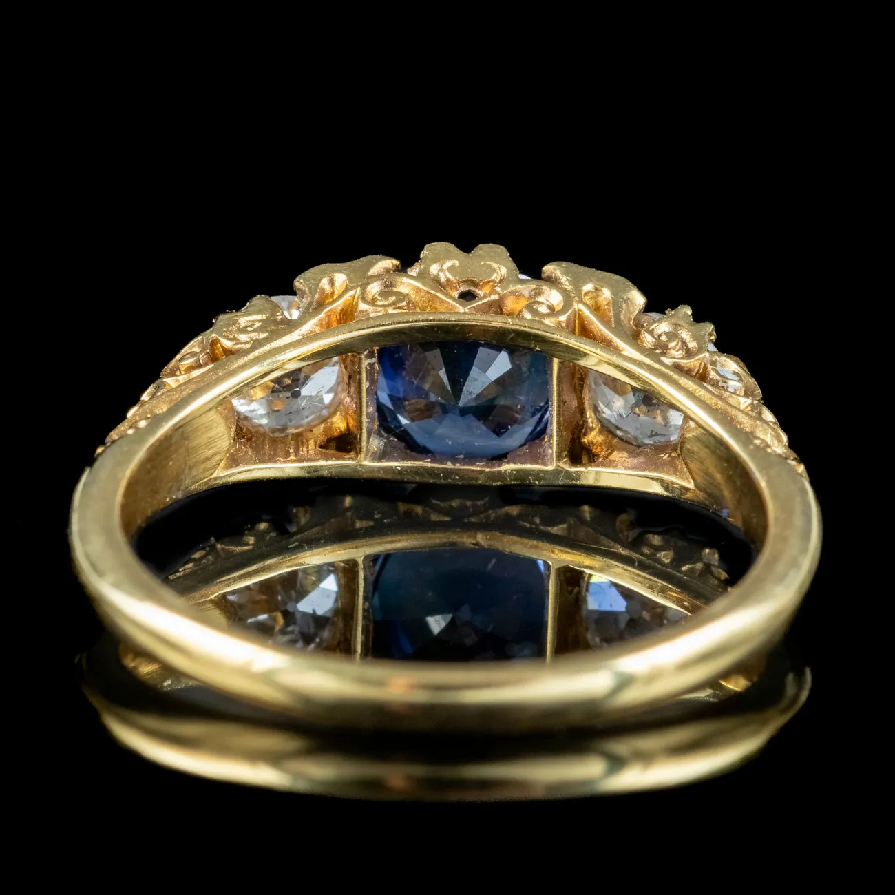Antique Victorian Sapphire Diamond Ring 0.80ct Sapphire
