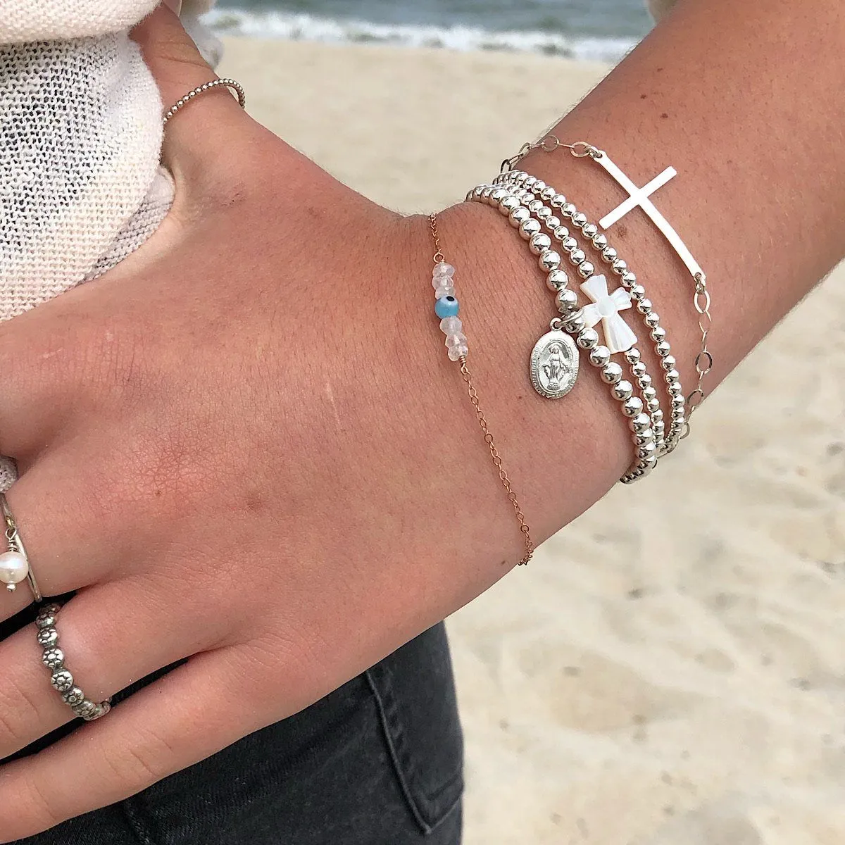 Classic 4mm Sterling Silver Bead Bracelet