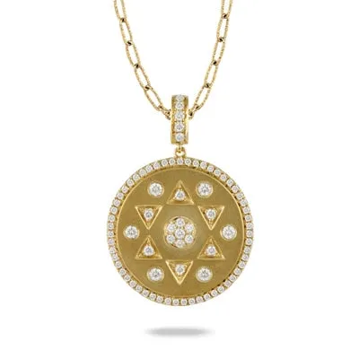 Doves 18K Yellow Gold Round Fibonacci Diamond Pendant
