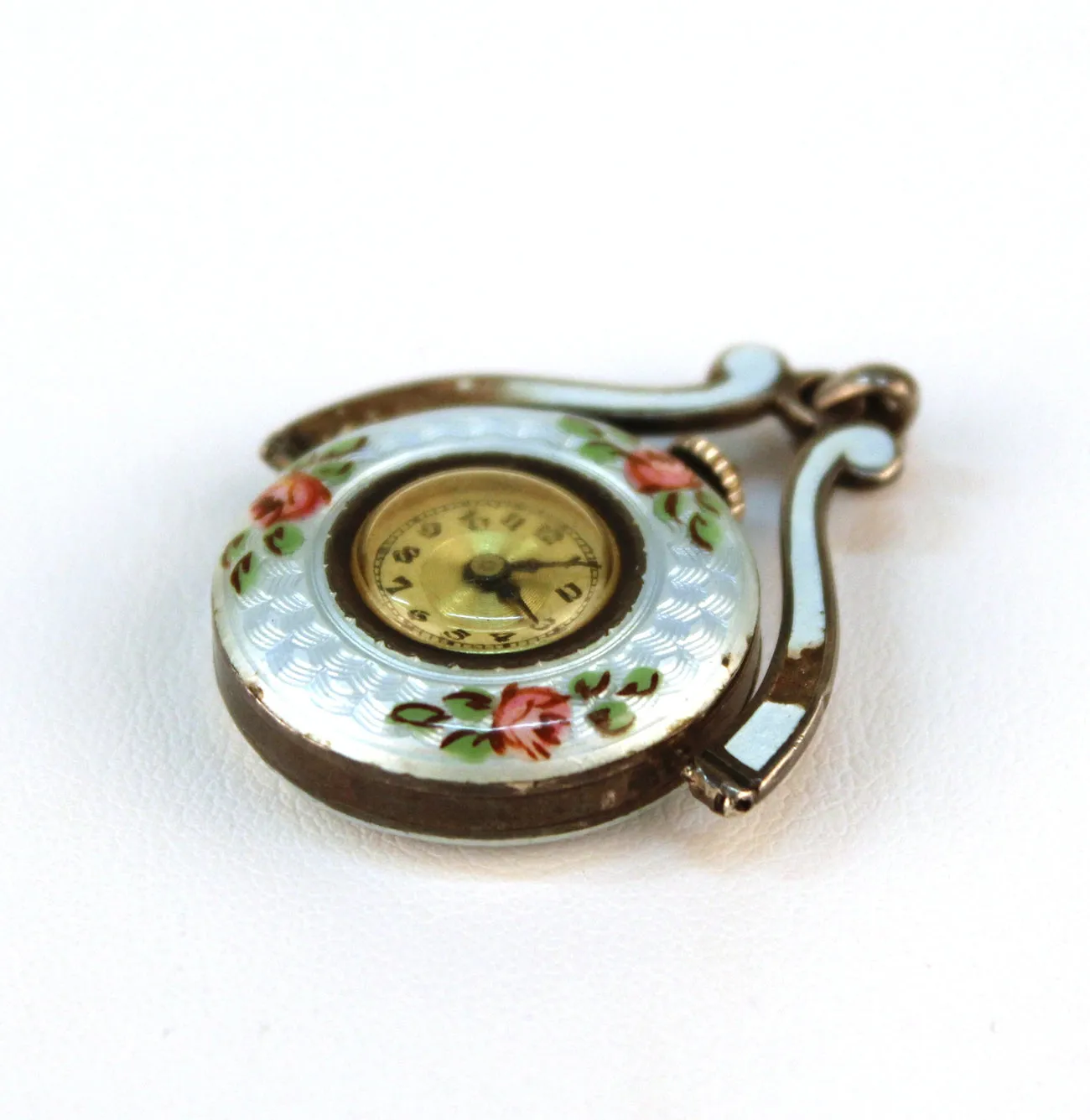 Guilloche and Enamel Watch Pendant