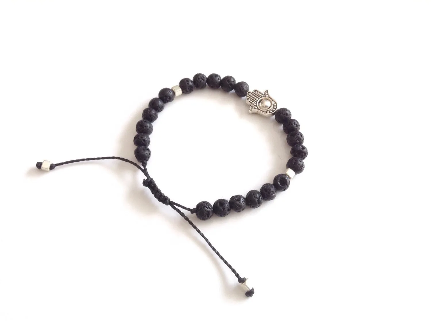Hamsa men bracelet, men black bead bracelet, Hamsa Bracelet Black lava stone, lucky jewelry, mens jewelry, Black Lava Rock Bracelet, for him