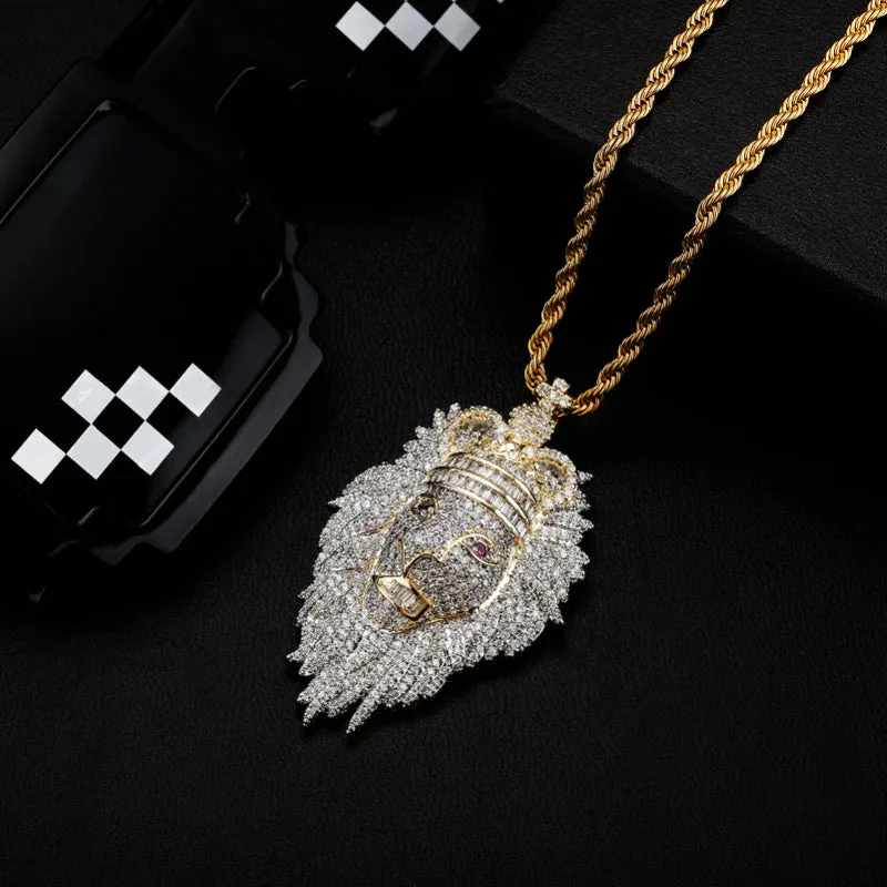 Hip Hop Crown Lion Fully Iced Pendant