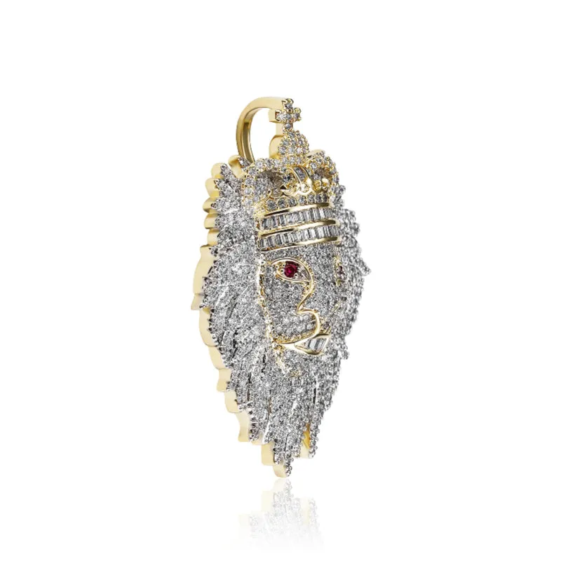 Hip Hop Crown Lion Fully Iced Pendant