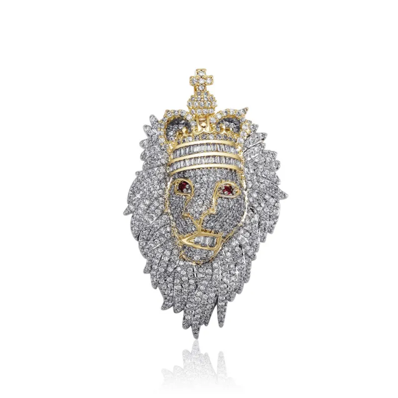 Hip Hop Crown Lion Fully Iced Pendant