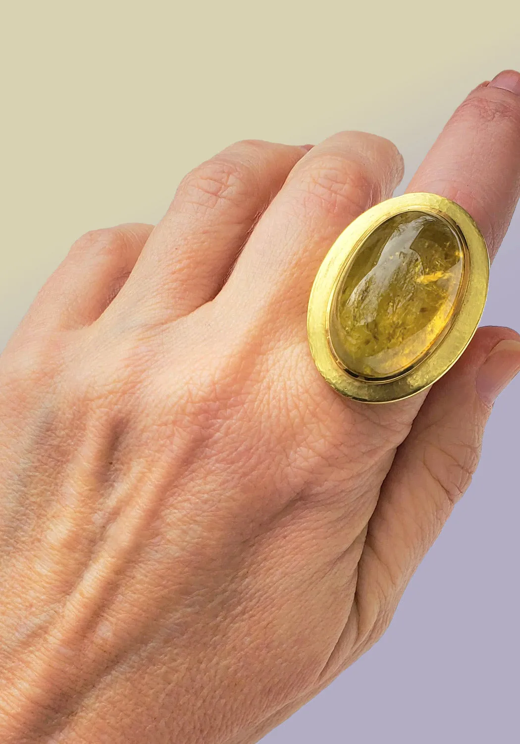 Leo De Vroomen 18KYG Yellow Tourmaline Cocktail Ring