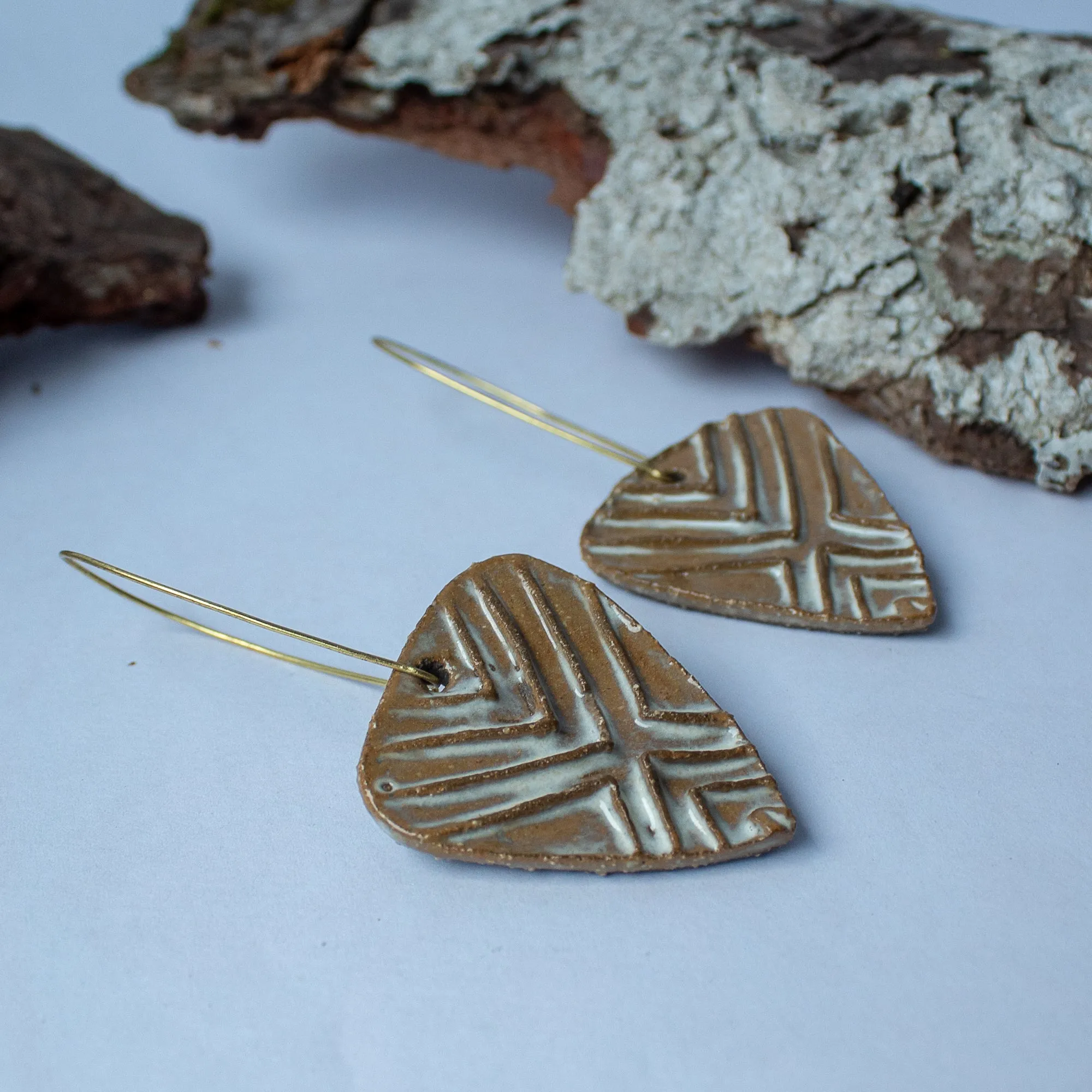 Long ceramic Triangle Earrings