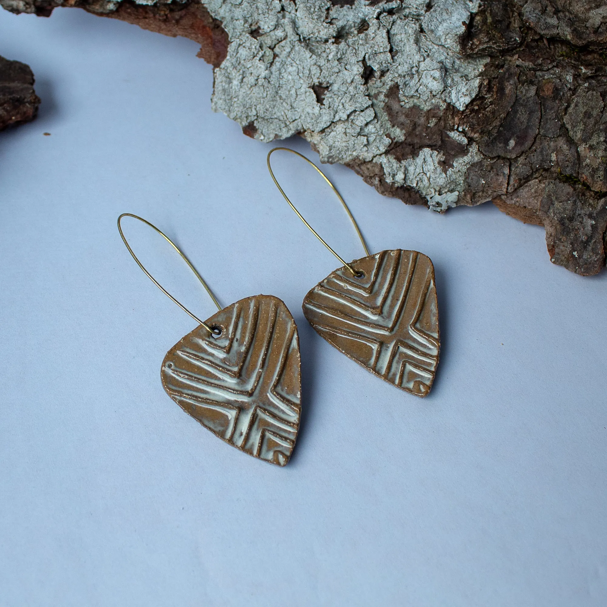 Long ceramic Triangle Earrings