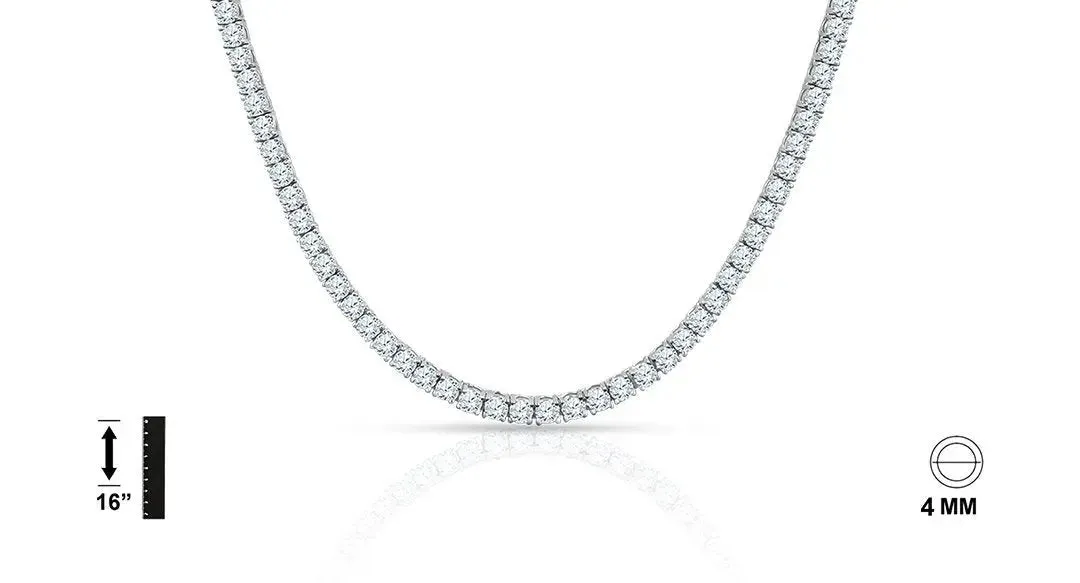 Lustrous 3MM 925 Sterling Silver Tennis Choker with Dazzling Cubic Zirconia