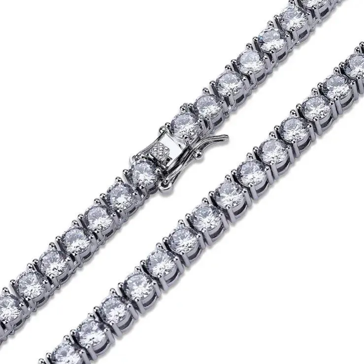 Lustrous 3MM 925 Sterling Silver Tennis Choker with Dazzling Cubic Zirconia