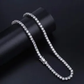 Lustrous 3MM 925 Sterling Silver Tennis Choker with Dazzling Cubic Zirconia