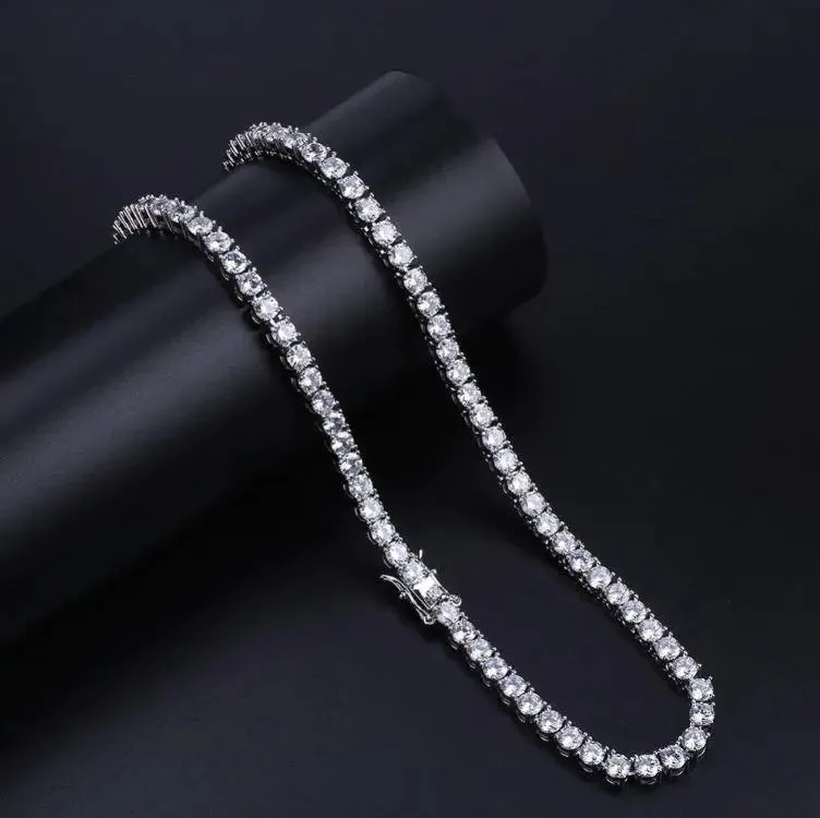 Lustrous 3MM 925 Sterling Silver Tennis Choker with Dazzling Cubic Zirconia