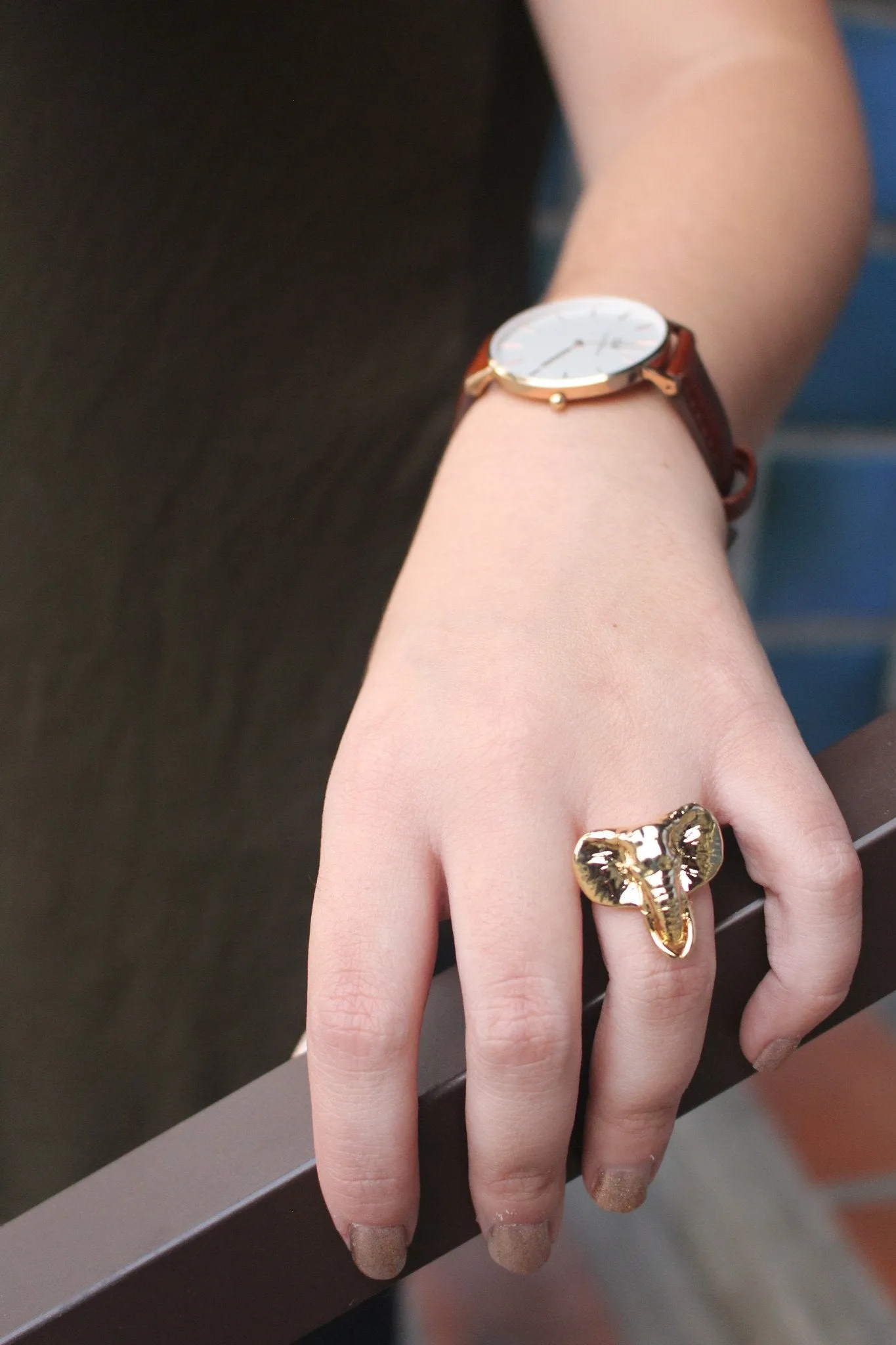 Mama Elephant Ring- Solid Brass 14k gold plated