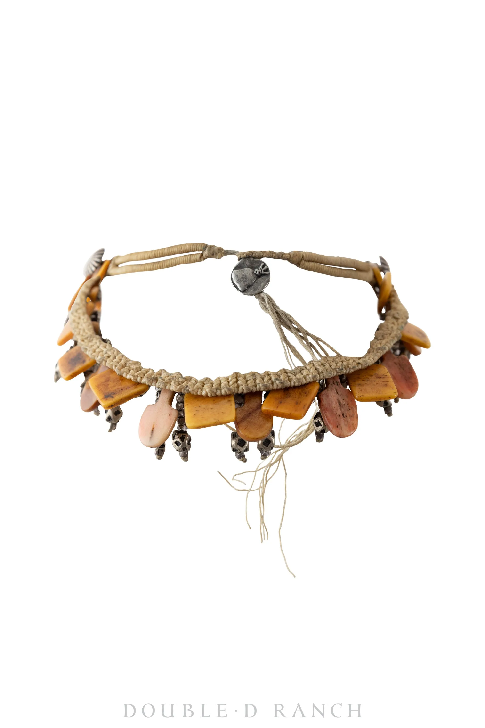 Necklace, Choker, Bone & Conchos, Sterling, Hallmark, Vintage, 1972