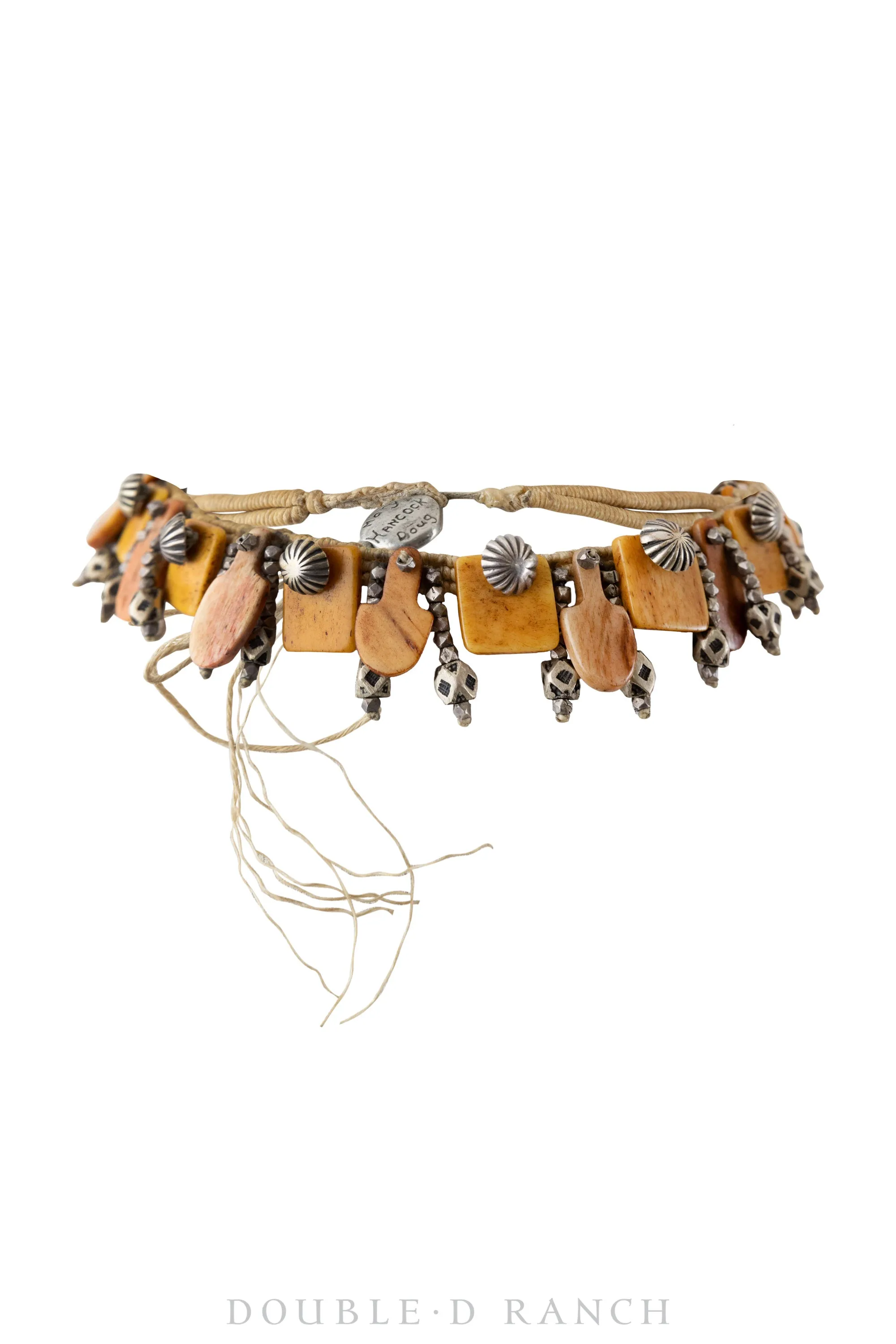 Necklace, Choker, Bone & Conchos, Sterling, Hallmark, Vintage, 1972