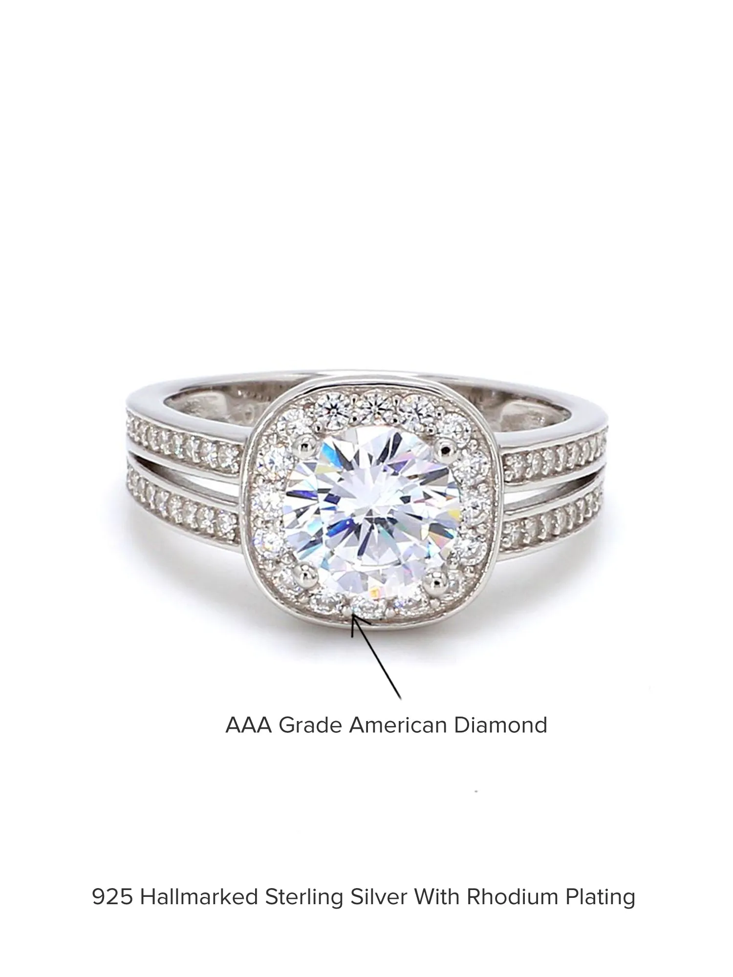 Ornate American Diamond 925 Silver Band Ring
