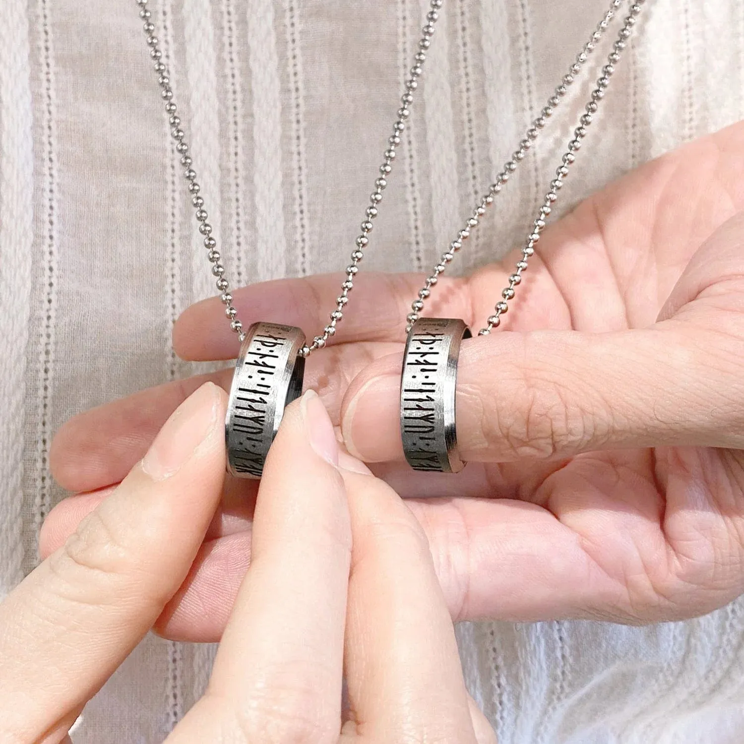 Pack Of 2 Ring Pattern Necklace