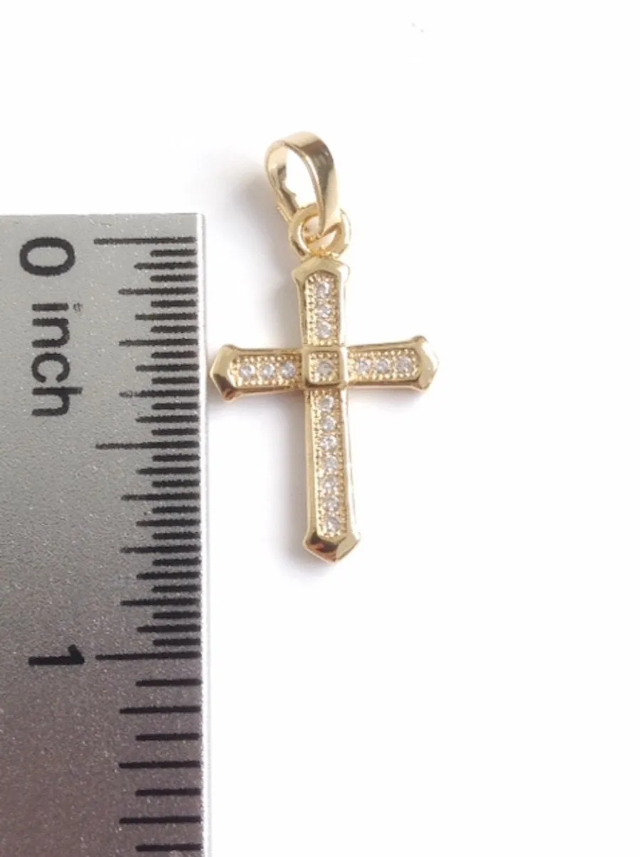 Rhinestone Cross Necklace Gold Plated Chain Gold Crucifix Pendant Cross jewelry christian jewelry christian Catholic Gifts, Jesus Necklace