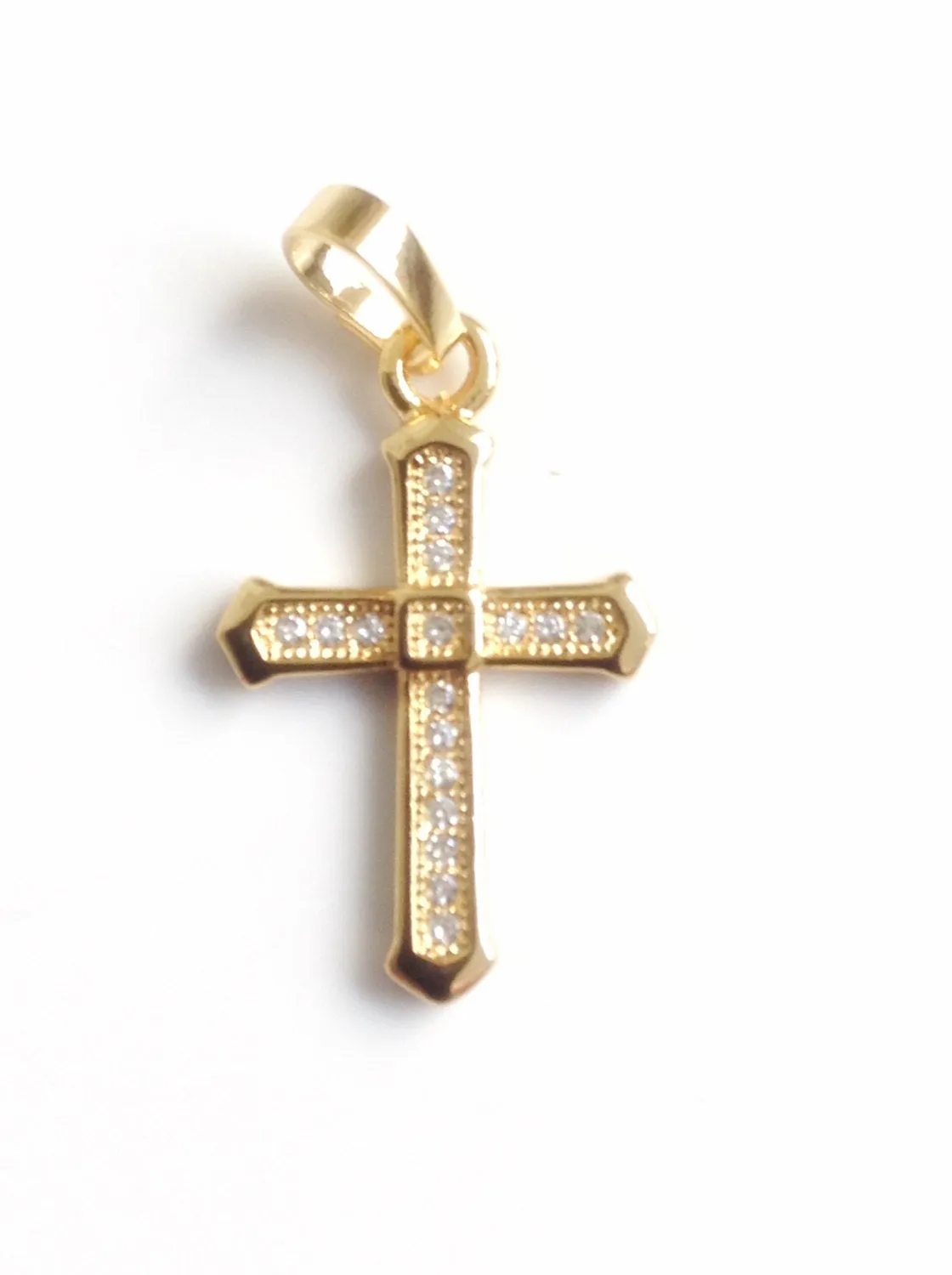 Rhinestone Cross Necklace Gold Plated Chain Gold Crucifix Pendant Cross jewelry christian jewelry christian Catholic Gifts, Jesus Necklace