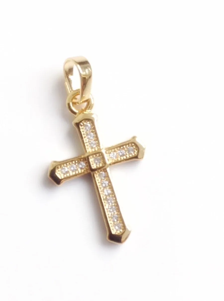 Rhinestone Cross Necklace Gold Plated Chain Gold Crucifix Pendant Cross jewelry christian jewelry christian Catholic Gifts, Jesus Necklace
