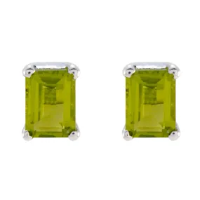 Riyo Genuine Gems Octogon Faceted Green Peridot Silver Earrings gift for st. patricks day