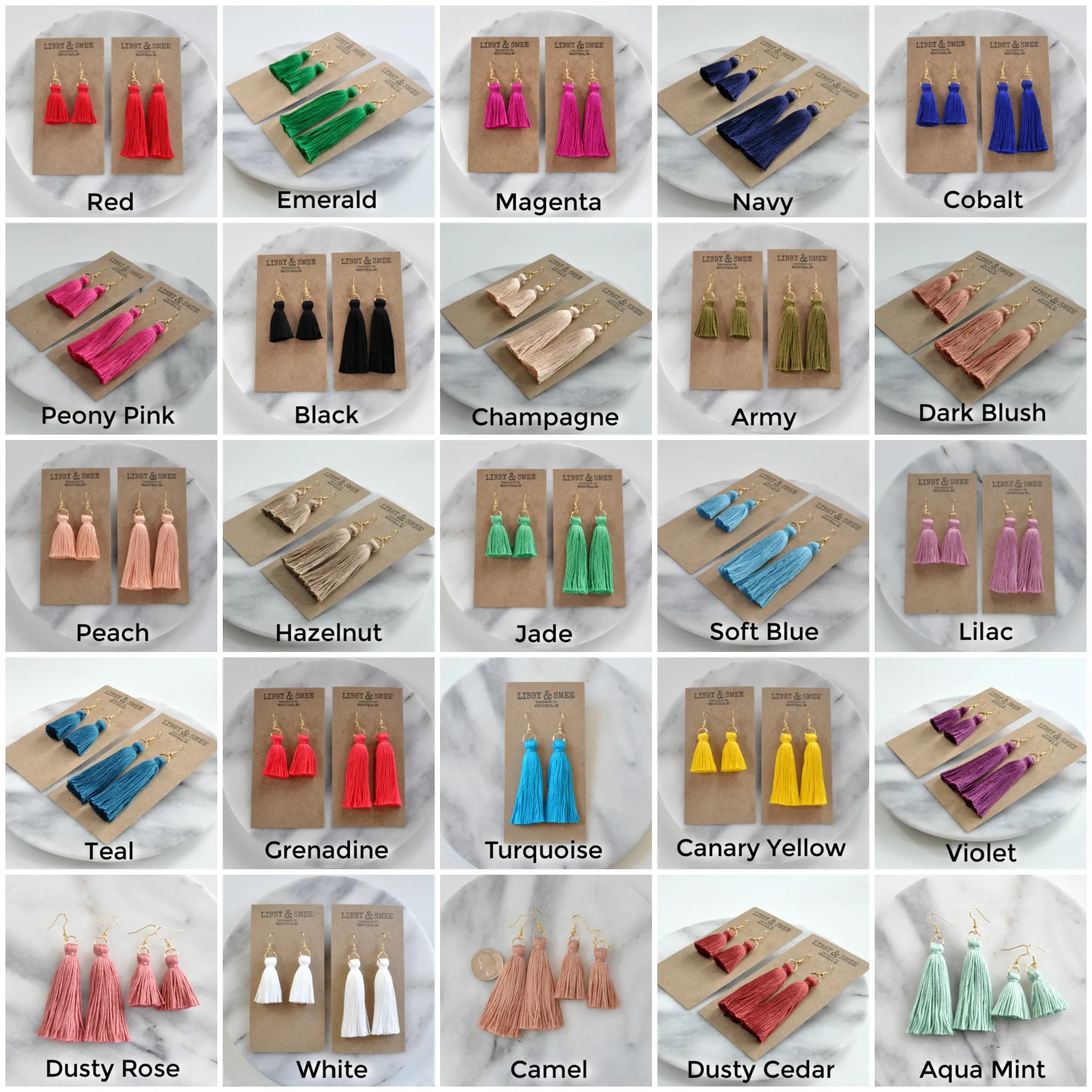 Silver Tassel Earrings in 25 Colors