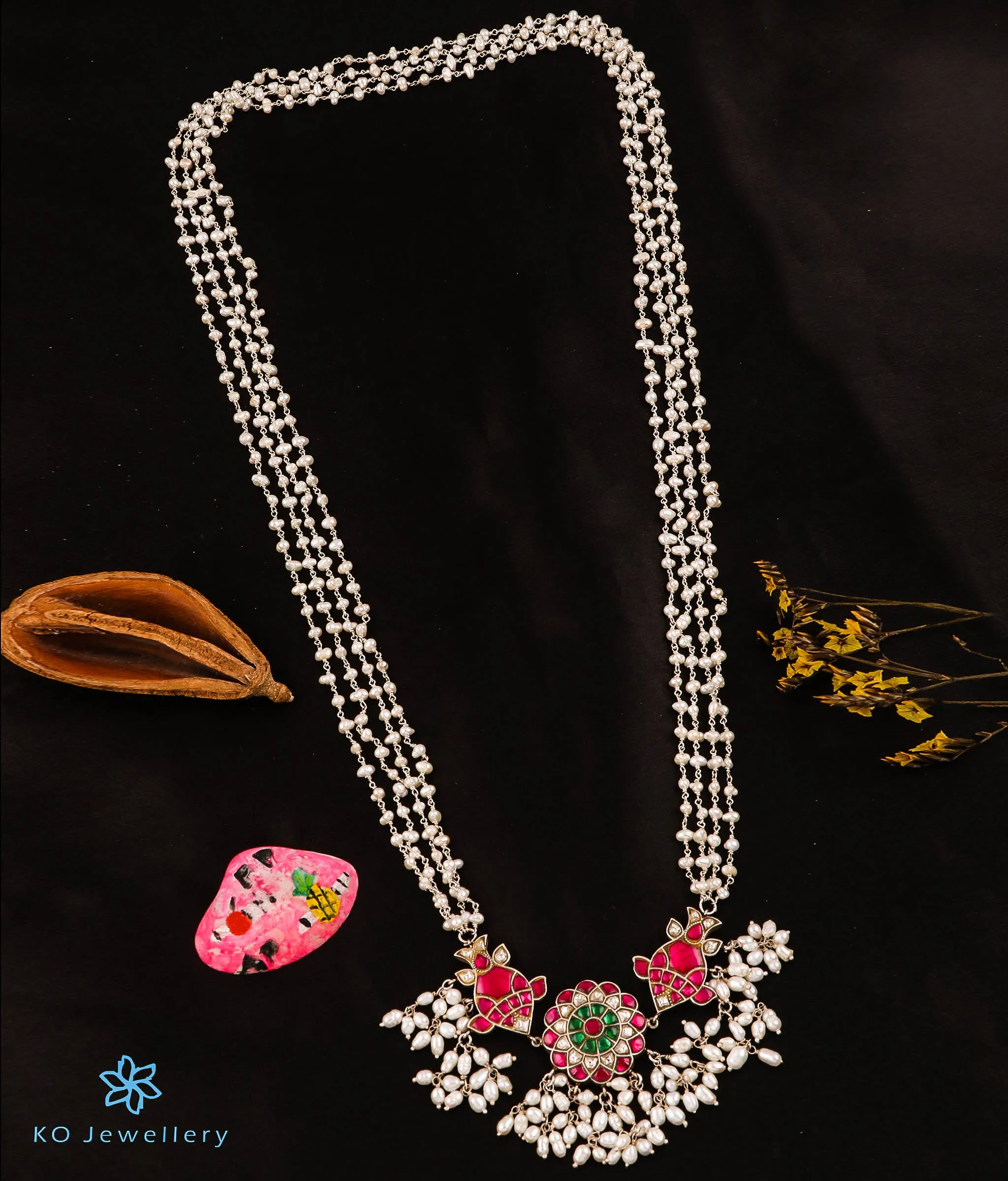 The Ada Silver Fish Polki Pearl Necklace